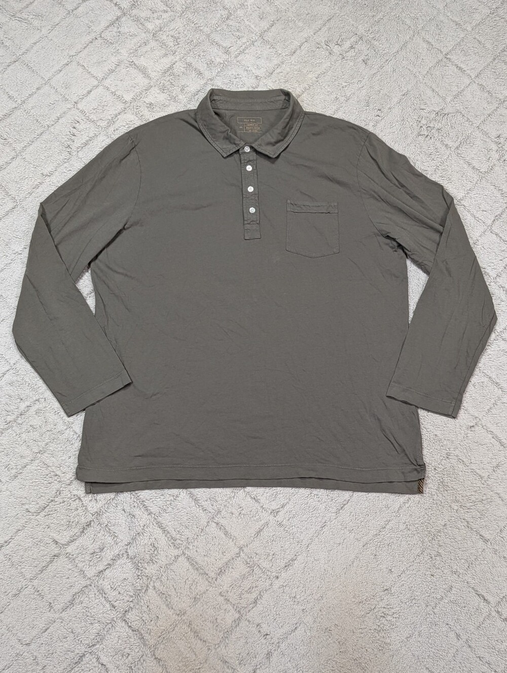 Billy Reid Shirt Mens XXL Gray Washed Pensacola Polo Long Sleeve Soft Cotton
